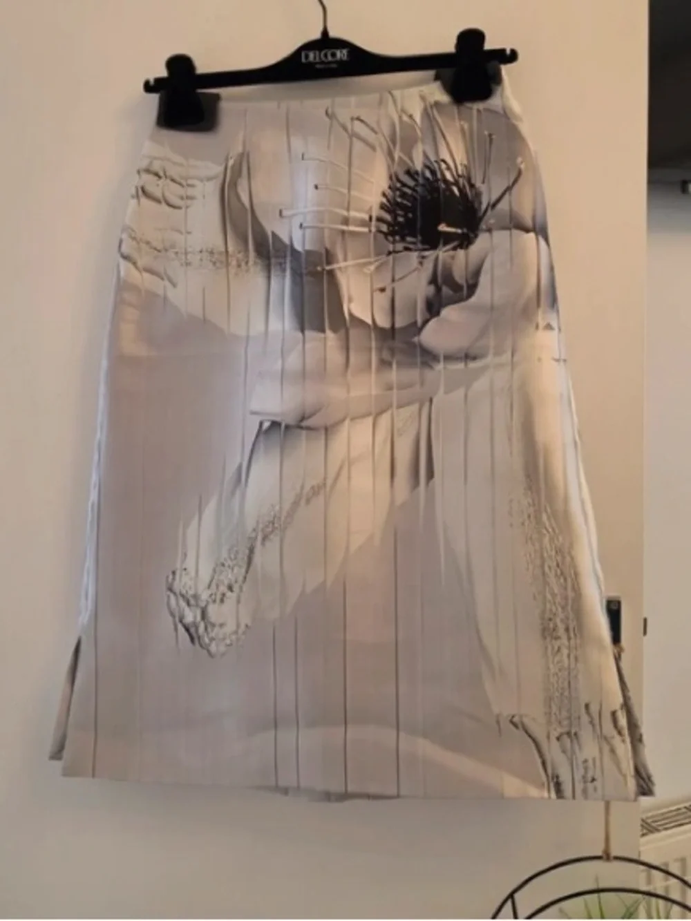 Pleated Satin Midi Skirt in Light Silver